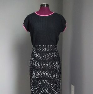 Vintage Plain Jane Black & Pink Knit Sweater